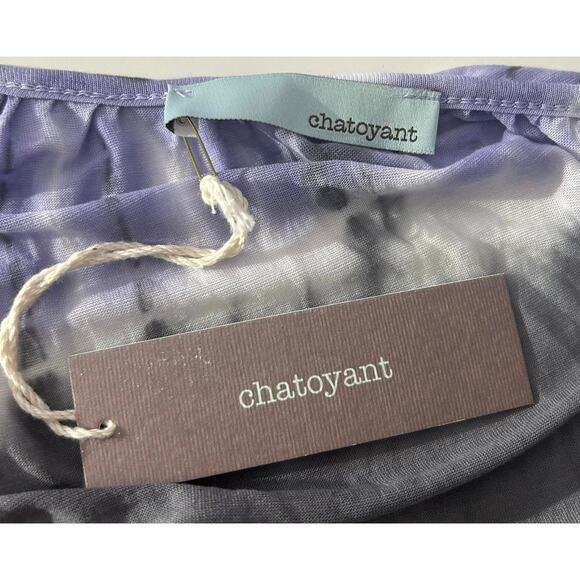 CHATOYANT Gray Dyed Cold Shoulder Sheer Blouse Top Womens L - Picture 4 of 6